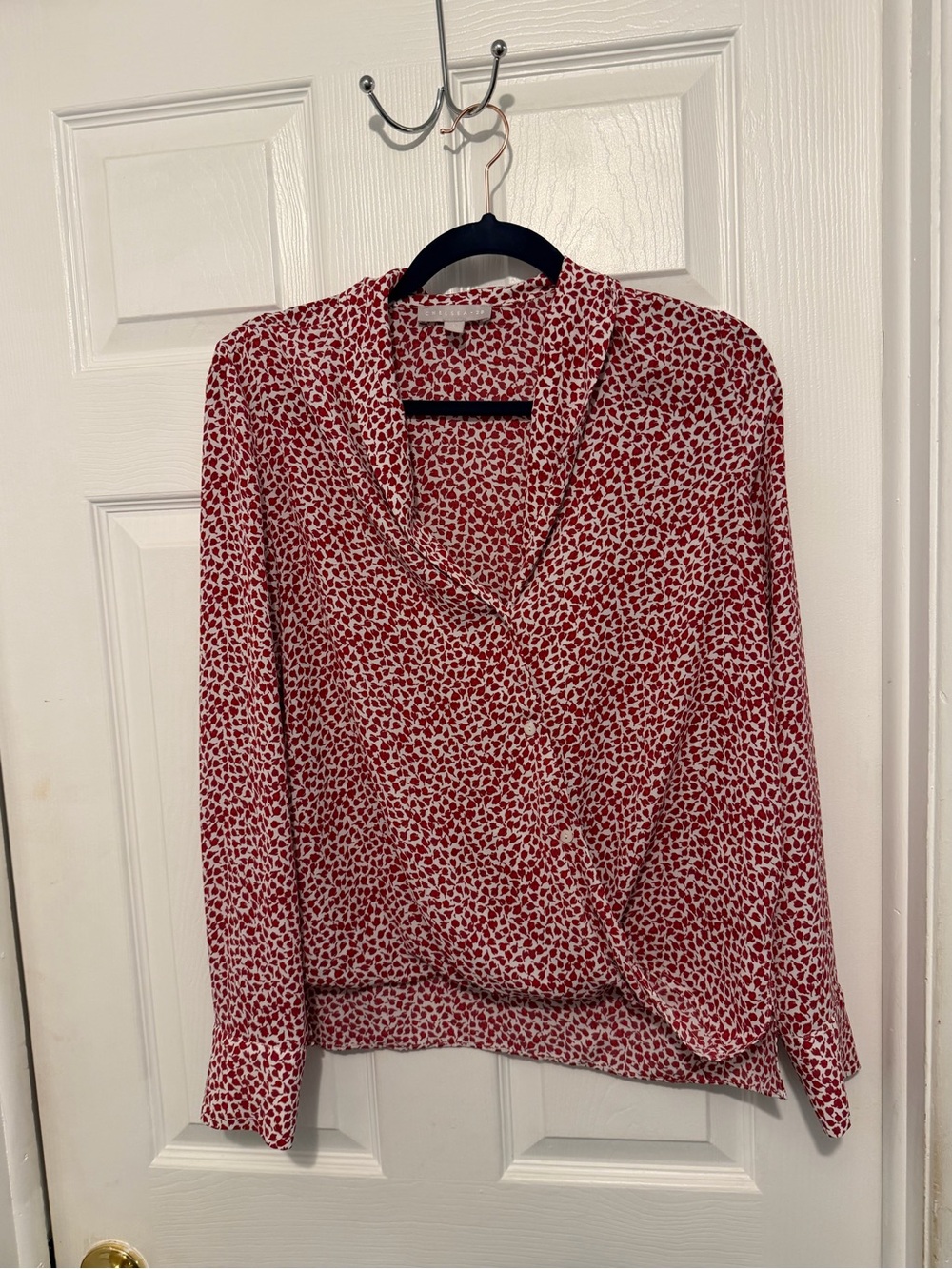 Chelsea28 Red Printed Wrap-Style Blouse